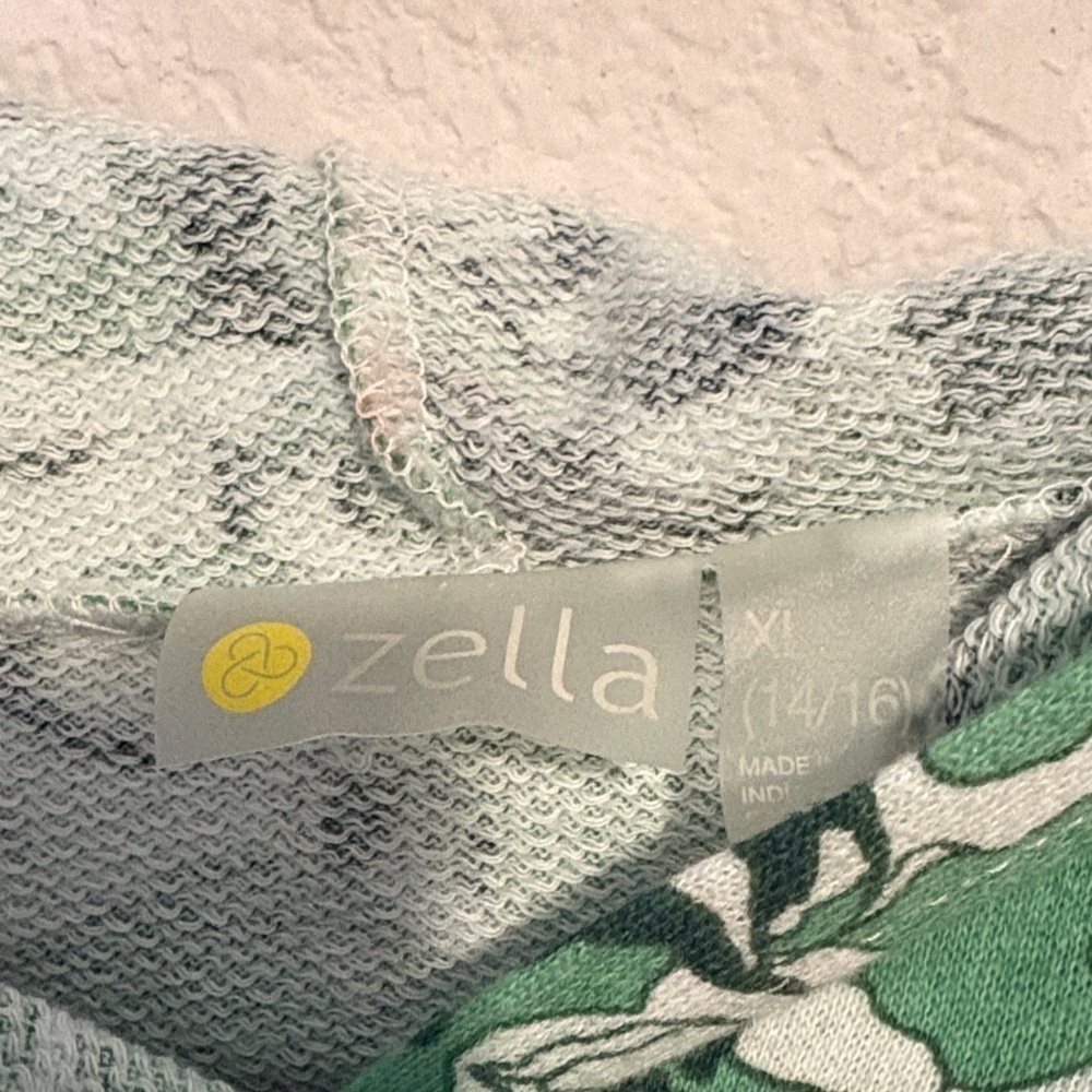 NWT Zella Green white print hoodie with drawstring waist XL (14/16) - Picture 2 of 6